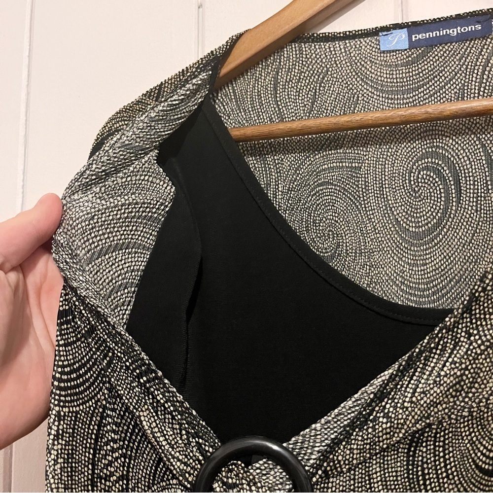 Penningtons Black and Tan Top with Built in Cami front. Has stretch. Size 1X. - Picture 5 of 8